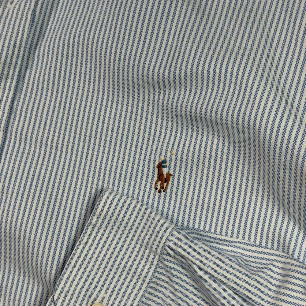Polo Ralph Lauren Button Down Mens 2XB Blue White Striped Oxford Pony Logo